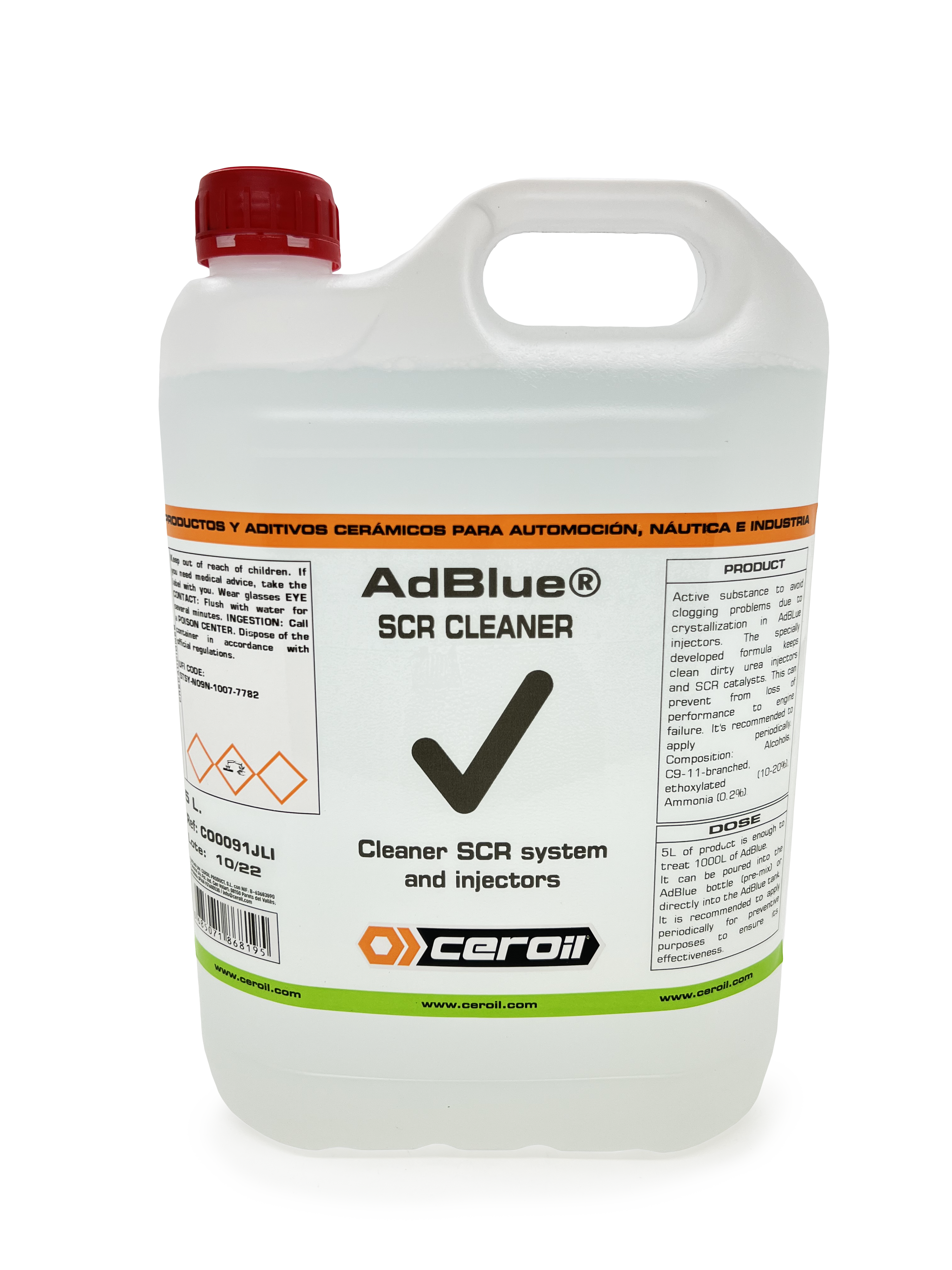 Adblue Additive Urea Vehicles Technology Scr With Spout Scoop '5Lt