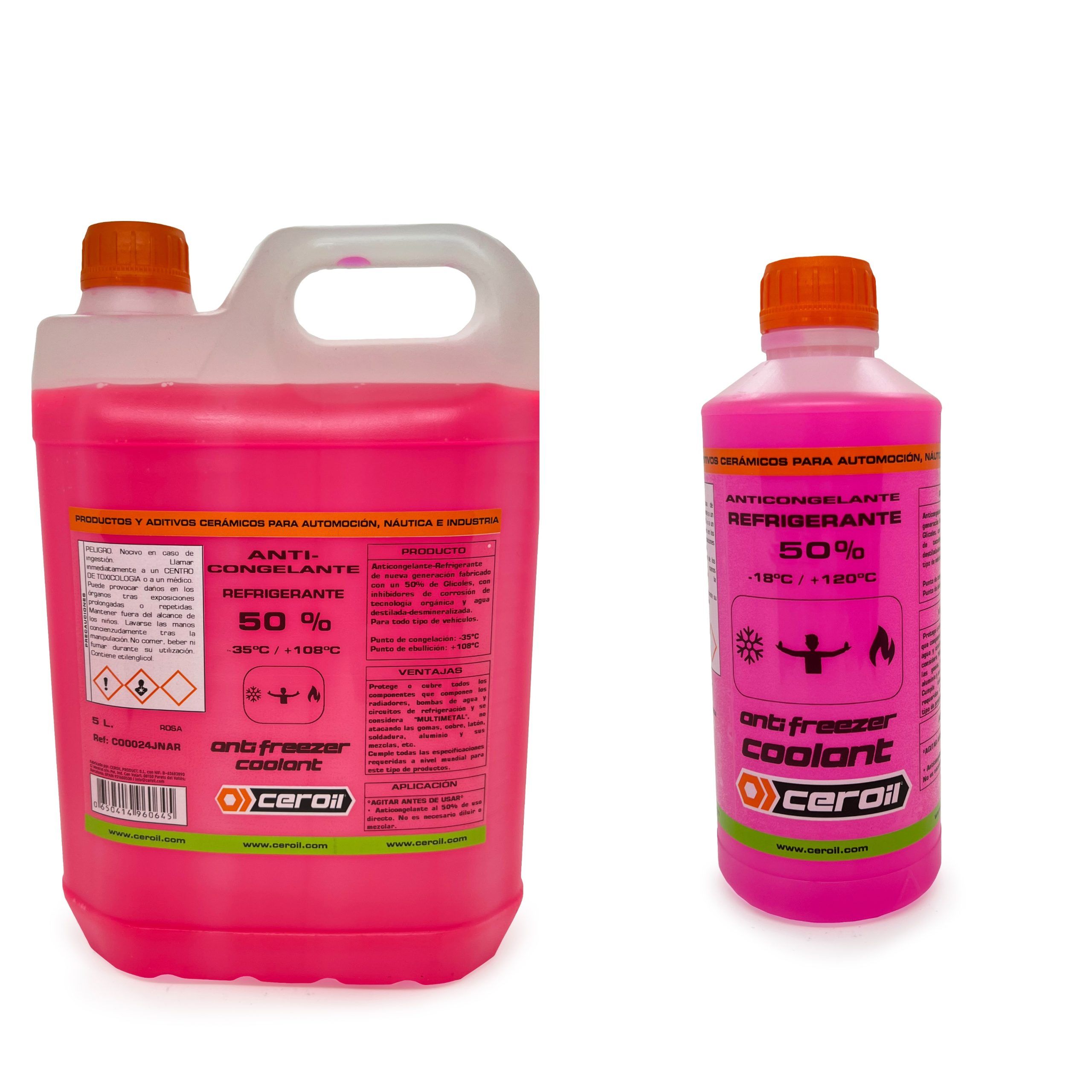 Azoil Anticongelante Refrigerante Orgánico G12 Rosa 50%